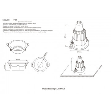 Схема с размерами Crystal Lux 1400/168