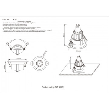 Схема с размерами Crystal Lux 1400/171