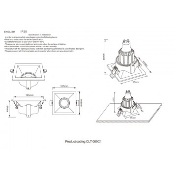 Схема с размерами Crystal Lux 1400/174