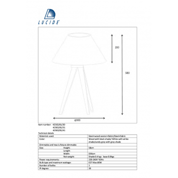 Схема с размерами Lucide 42502/81/31