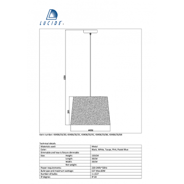 Схема с размерами Lucide 43406/35/66