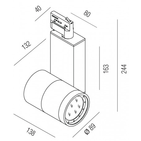 Схема с размерами Donolux DL18422/11WW-Track R White Dim