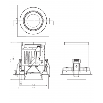 Схема с размерами Donolux DL18621/01SQ White Dim