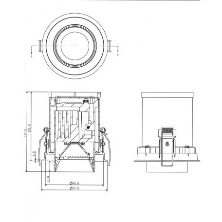 Схема с размерами Donolux DL18621/01R Black Dim