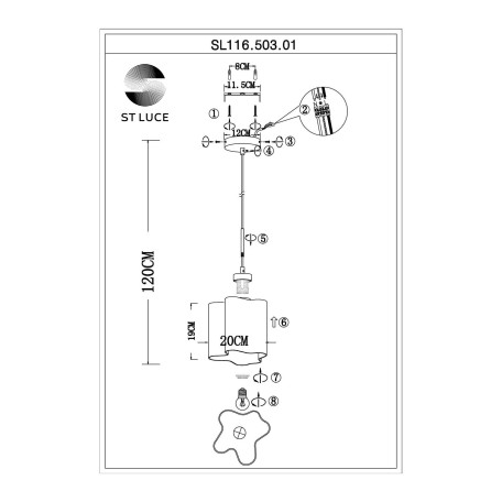 Схема с размерами ST Luce SL116.503.01