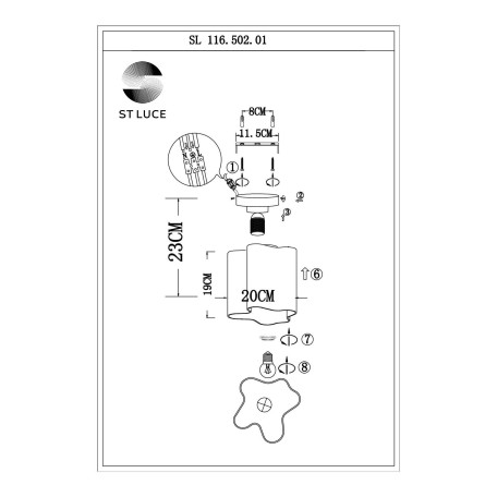 Схема с размерами ST Luce SL116.502.01
