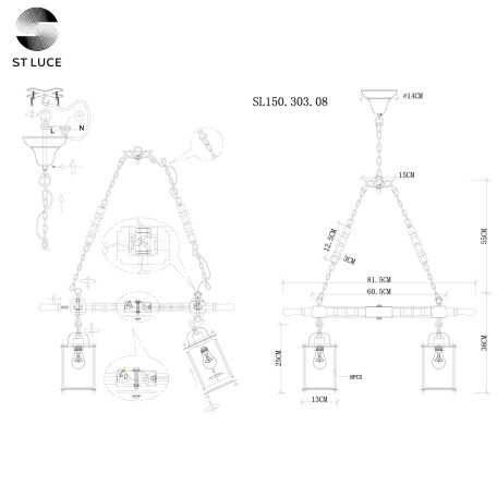 Схема с размерами ST Luce SL150.303.08