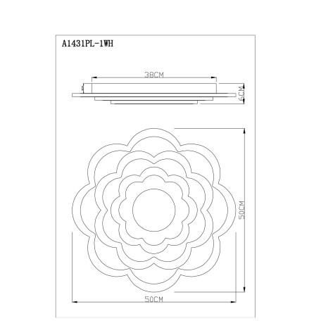 Схема с размерами Arte Lamp A1431PL-1WH