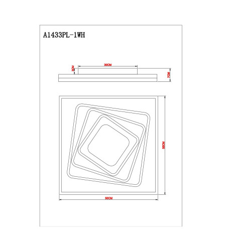 Схема с размерами Arte Lamp A1433PL-1WH