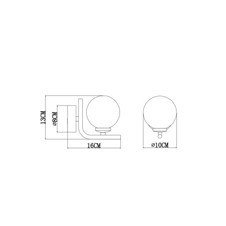 Схема с размерами Arte Lamp A3988AP-1AB