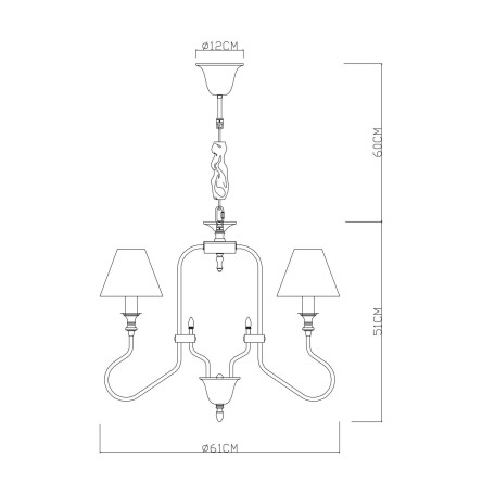 Схема с размерами Arte Lamp A6086LM-5PB