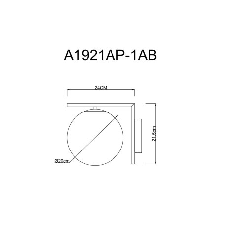 Схема с размерами Arte Lamp A1921AP-1AB