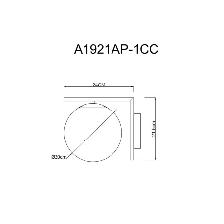 Схема с размерами Arte Lamp A1921AP-1CC