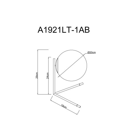 Схема с размерами Arte Lamp A1921LT-1AB