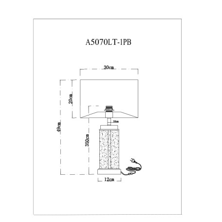 Схема с размерами Arte Lamp A5070LT-1PB