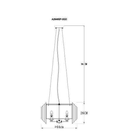 Схема с размерами Arte Lamp A2848SP-3GO