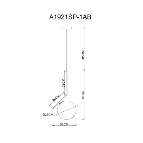 Схема с размерами Arte Lamp A1921SP-1AB