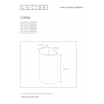 Схема с размерами Lucide 61250/14/30