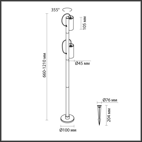 Схема с размерами Odeon Light 7087/12FL