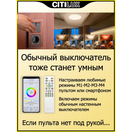 Музыкальный потолочный светодиодный светильник с пультом ДУ Citilux Альпина Смарт CL718A60G, LED 65W 3000-5500K + RGB 5500lm - миниатюра 19