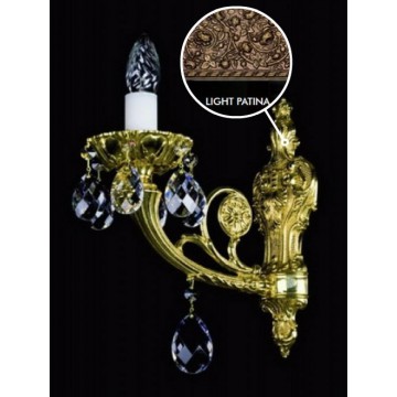 Бра Artglass LIVIA I. LIGHT PATINA, 1xE14x40W, бронза с белым, прозрачный, металл, стекло