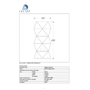 Схема с размерами Lucide 71566/01/30