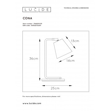 Схема с размерами Lucide 71645/01/31