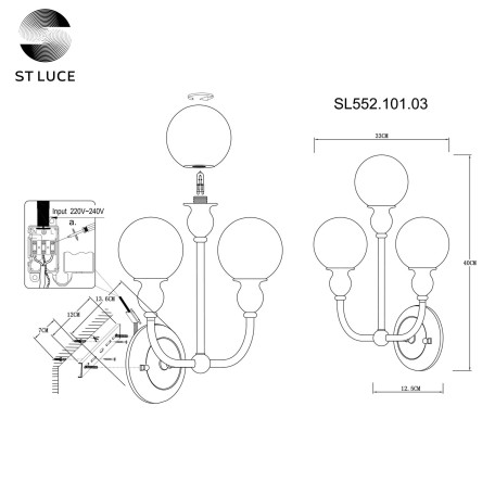 Схема с размерами ST Luce SL552.101.03