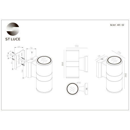 Схема с размерами ST Luce SL561.401.02