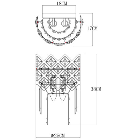 Схема с размерами Arte Lamp A1006AP-2CC