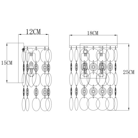 Схема с размерами Arte Lamp A4041AP-2CC