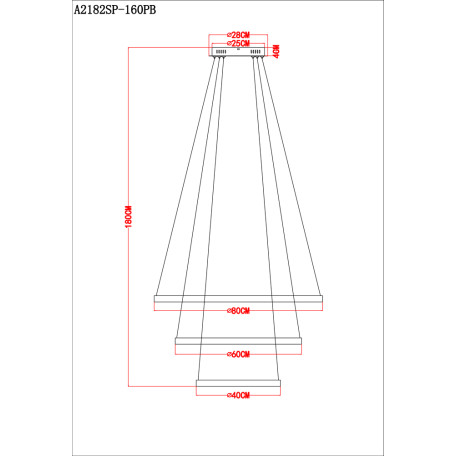Схема с размерами Arte Lamp A2182SP-160PB