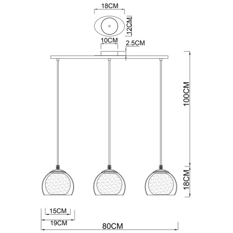 Схема с размерами Arte Lamp A7984SP-3PB