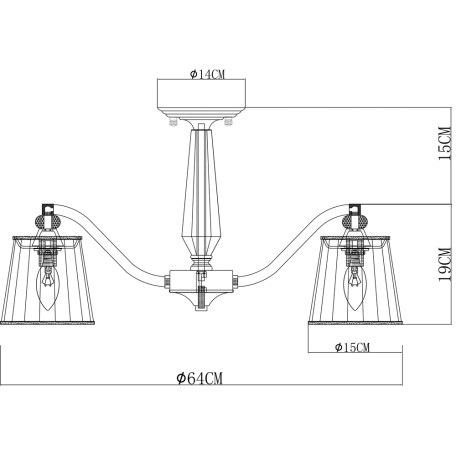 Схема с размерами Arte Lamp A4047PL-5CC