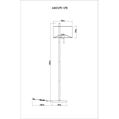 Схема с размерами Arte Lamp A4031PN-1PB