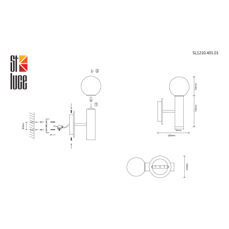Схема с размерами ST Luce SL1210.401.01