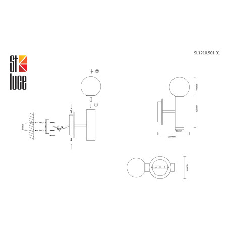 Схема с размерами ST Luce SL1210.501.01