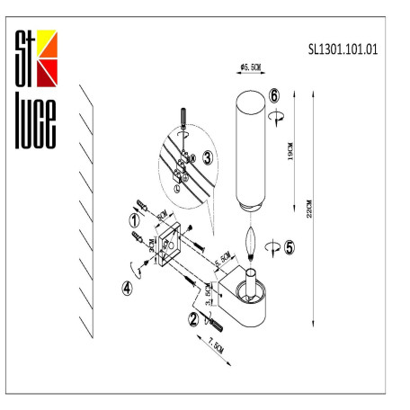 Схема с размерами ST Luce SL1301.101.01