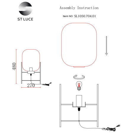 Схема с размерами ST Luce SL1050.704.01