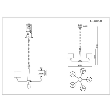 Схема с размерами ST Luce SL1163.203.05
