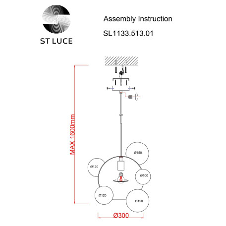 Схема с размерами ST Luce SL1133.513.01