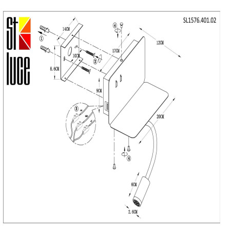 Схема с размерами ST Luce SL1576.401.02