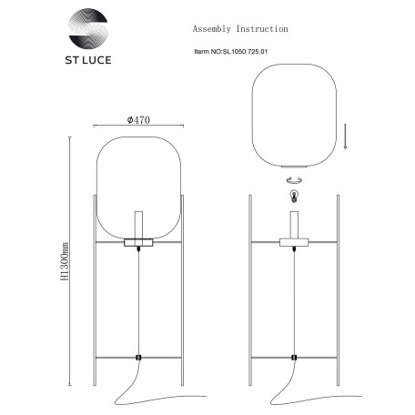 Схема с размерами ST Luce SL1050.725.01