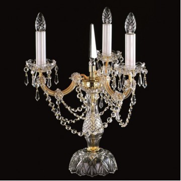 Настольная лампа Artglass MARIA TEREZIA 15 CE, 3xE14x40W, золото с прозрачным, золото с белым, прозрачный с золотом, прозрачный, стекло, хрусталь Artglass Crystal Exclusive