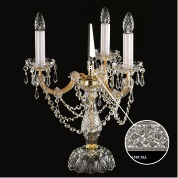 Настольная лампа Artglass MARIA TEREZIA 15 NICKEL, 3xE14x40W, никель с прозрачным, никель с белым, прозрачный с никелем, прозрачный, стекло