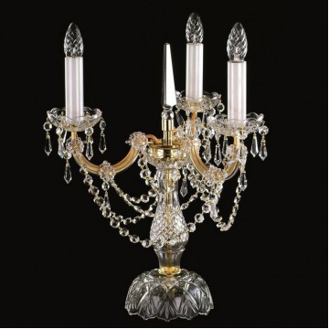 Настольная лампа Artglass MARIA TEREZIA 15 SP, 3xE14x40W, золото с прозрачным, золото с белым, прозрачный с золотом, прозрачный, стекло, кристаллы SPECTRA Swarovski