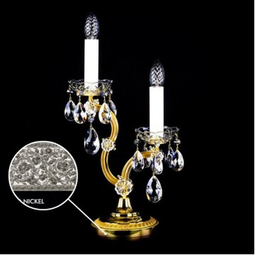 Настольная лампа Artglass MARIA TEREZIA 23 NICKEL CE, 2xE14x40W, никель с прозрачным, никель с белым, прозрачный с никелем, прозрачный, стекло, хрусталь Artglass Crystal Exclusive