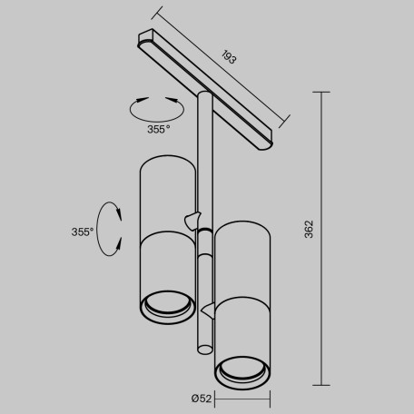 Схема с размерами Maytoni TR005-4-2X12W-DS-B