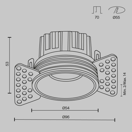 Схема с размерами Maytoni DL058-7W3K-TRS-B