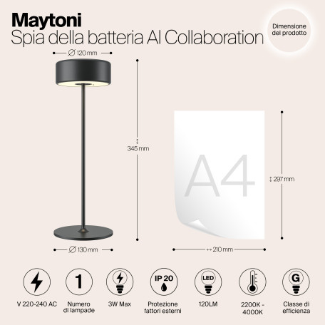 Настольная светодиодная лампа-ночник Maytoni AI Collaboration MOD229TL-L3B3K2, LED 3W 2200-4000K 120lm CRI80 - миниатюра 11